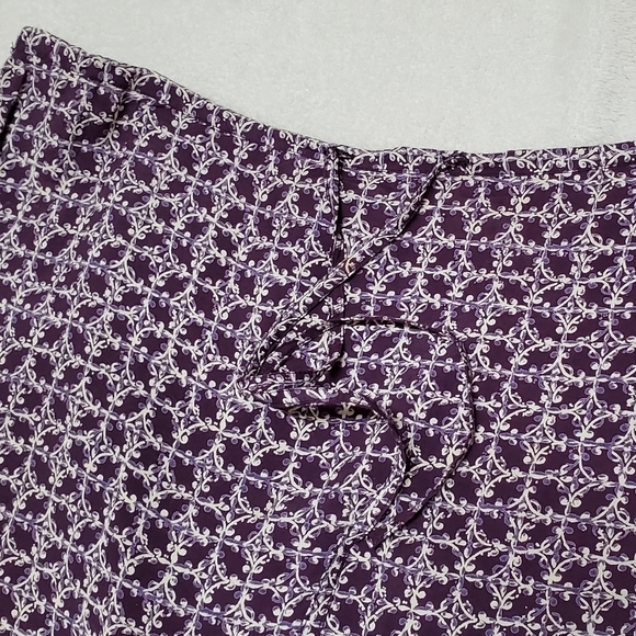 VINTAGE Cherokee Boho Purple Mosaic Tie-Waist Lightweight Split Back Maxi Skirt - Picture 7 of 11